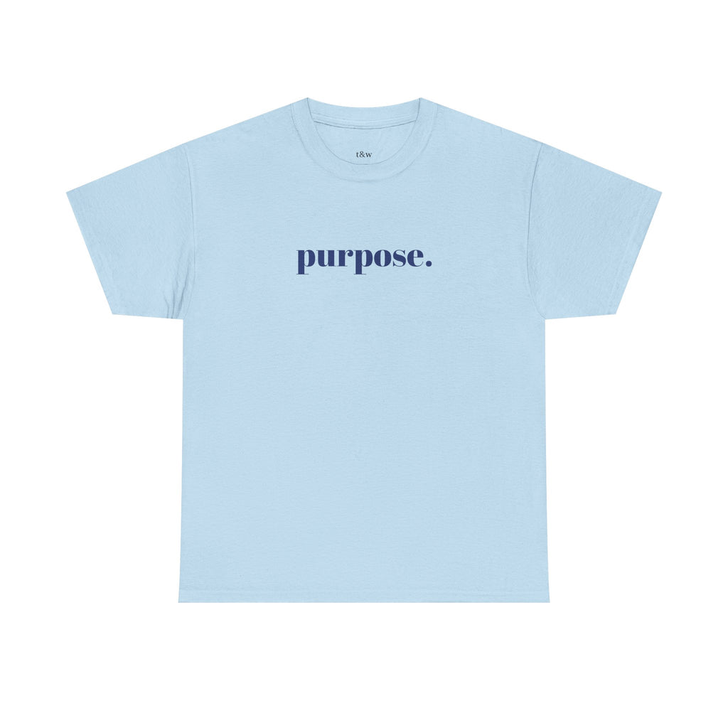 Light blue oversized graphic tee featuring a minimalist "purpose." front print and a Japanese Ikigai-inspired wave artwork on the back. A premium aesthetic streetwear essential created to reflect purpose, mindfulness, and personal growth.